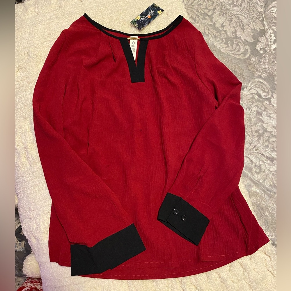 L Red Blouse NWT